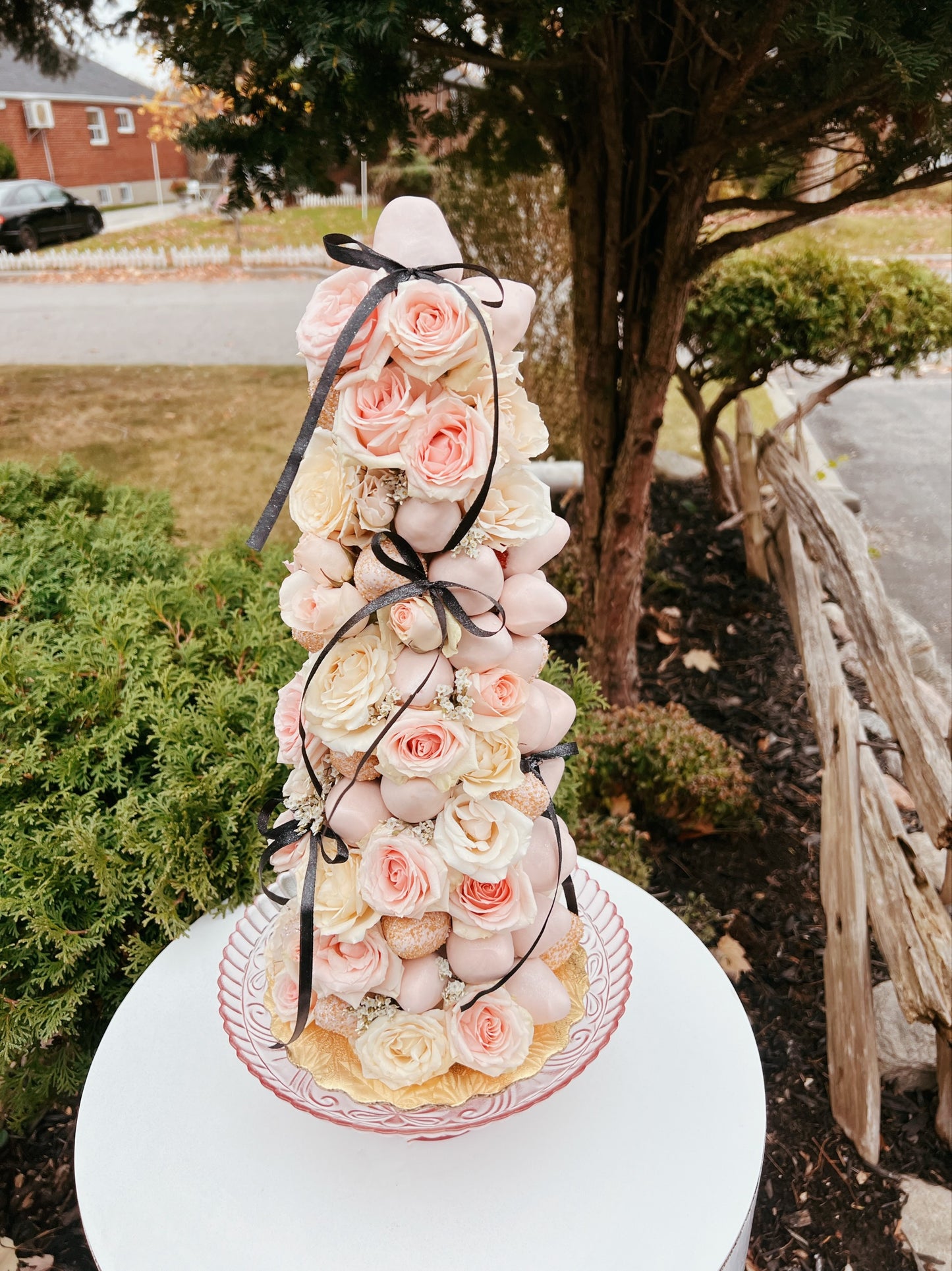 Strawberry, Macaron and Rose Tower