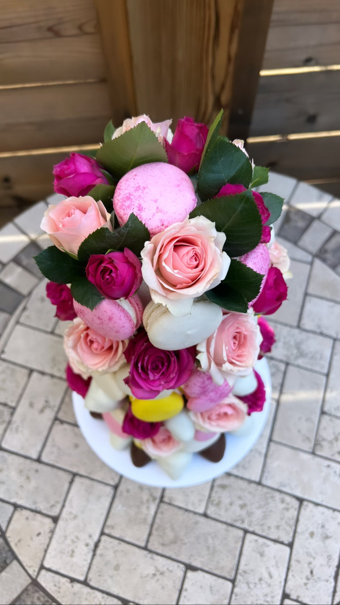 Strawberry, Macaron and Rose Tower