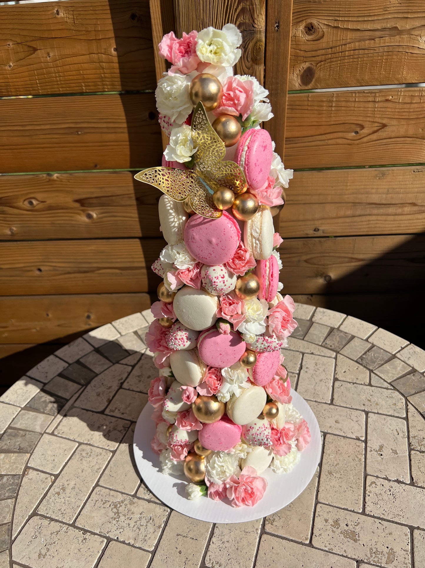 Strawberry, Macaron and Rose Tower